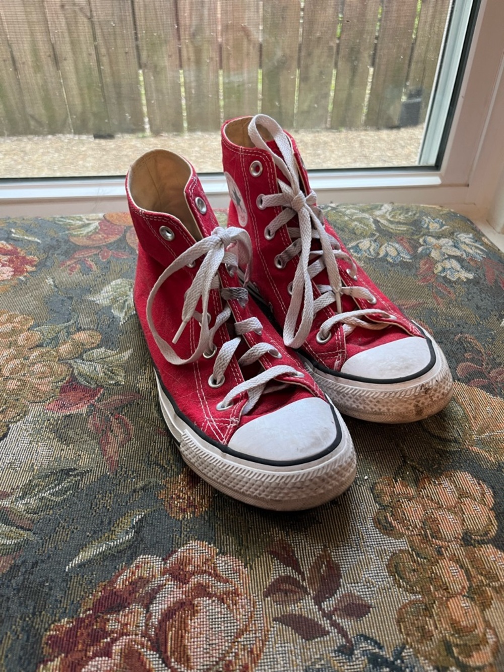 Converse Red High-Top Sneakers with White Laces